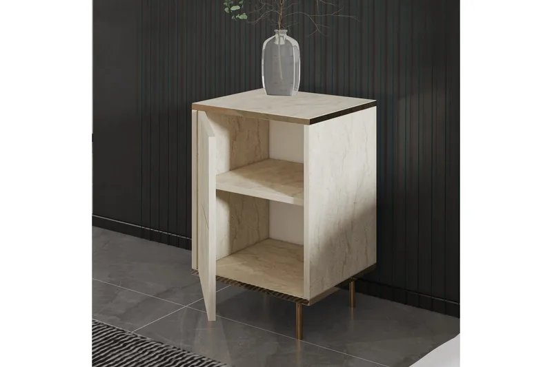 Nattduksbord Imaj Travertin / Rany - Beige/Guld - Möbler - Sovrum - Sängbord