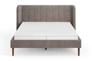 Nattljus Sängram 160x200 cm Valnöt med HVILA Pocketresårmadrass och Bäddmadrass i Memoryskum med Tvättbar klädsel - Brun - Möbler - Sovrum - Sängram & sängstomme