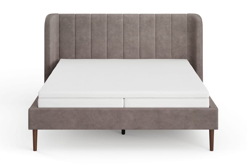 Nattljus Sängram 160x200 cm Valnöt med HVILA Pocketresårmadrass och Bäddmadrass i Memoryskum med Tvättbar klädsel - Brun - Möbler - Sovrum - Sängram & sängstomme