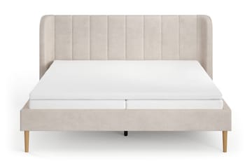 Nattljus Sängram 180x200 cm Ek med HVILA Resårmadrass och Bäddmadrass i Polyesterskum med Tvättbar klädsel - Beige - Möbler - Sovrum - Sängram & sängstomme