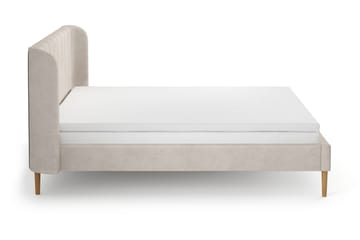 Nattljus Sängram 180x200 cm Ek med HVILA Resårmadrass och Bäddmadrass i Polyesterskum med Tvättbar klädsel - Beige - Möbler - Sovrum - Sängram & sängstomme