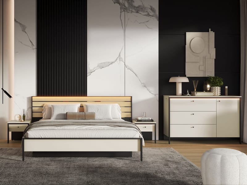 Navron Möbelset För Sovrum - Beige/Svart - Möbler - Sovrum - Möbelset för sovrum