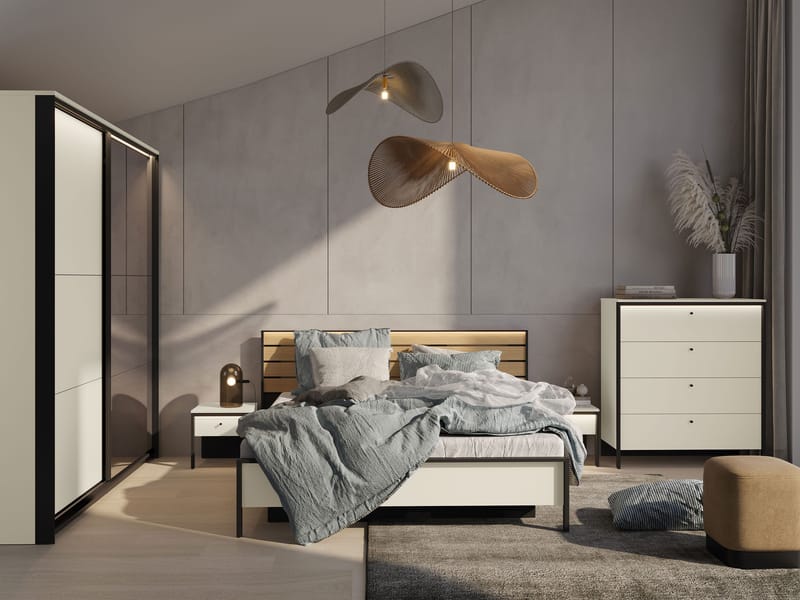 Navron Möbelset För Sovrum - Beige/Svart - Möbler - Sovrum - Möbelset för sovrum