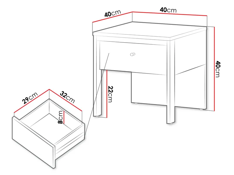 Navron Sängbord 40 cm - Beige/Svart - Möbler - Sovrum - Sängbord