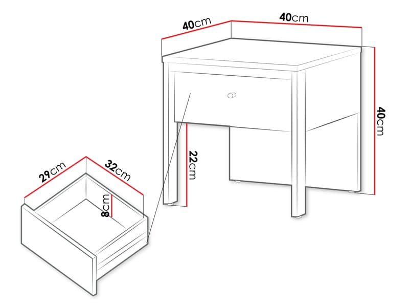 Navron Sängbord 40 cm - Beige/Svart - Möbler - Sovrum - Sängbord