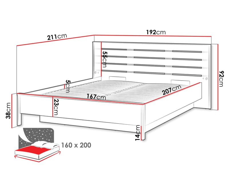 Navron Sängram 160x200 cm - Beige/Svart - Möbler - Sovrum - Sängram & sängstomme