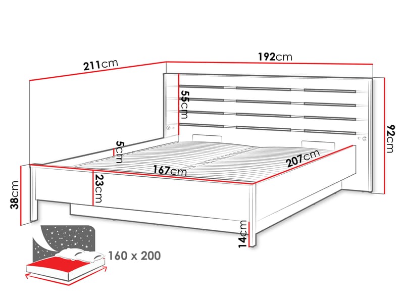 Navron Sängram 160x200 cm - Beige/Svart - Möbler - Sovrum - Sängram & sängstomme