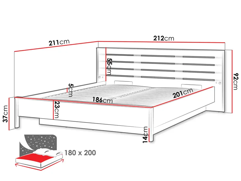 Navron Sängram 180x200 cm - Beige/Svart - Möbler - Sovrum - Sängram & sängstomme