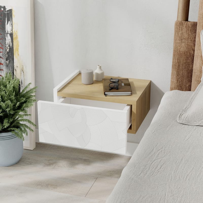Nilena Sängbord 38 cm - Vit ek - Möbler - Sovrum - Sängbord