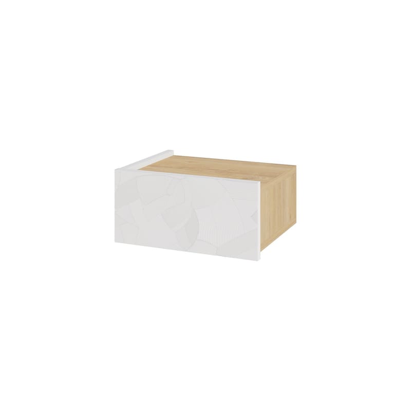 Nilena Vägghängt Sängbord 38 cm med Trä- och Ekutseende, Förvaring med Låda, Vit/Beige