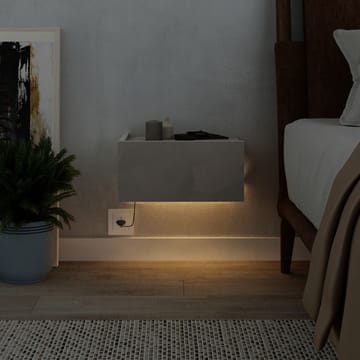 Nilena Vägghängt Sängbord & Nattduksbord med LED-belysning och Låda 38 cm i Trä & Travertin - Beige - Möbler - Sovrum - Sängbord