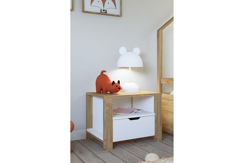 Nordhs Sängbord 60 cm - Ljusbrun/Vit - Möbler - Sovrum - Sängbord