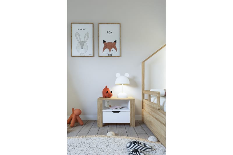 Nordhs Sängbord 60 cm - Ljusbrun/Vit - Möbler - Sovrum - Sängbord