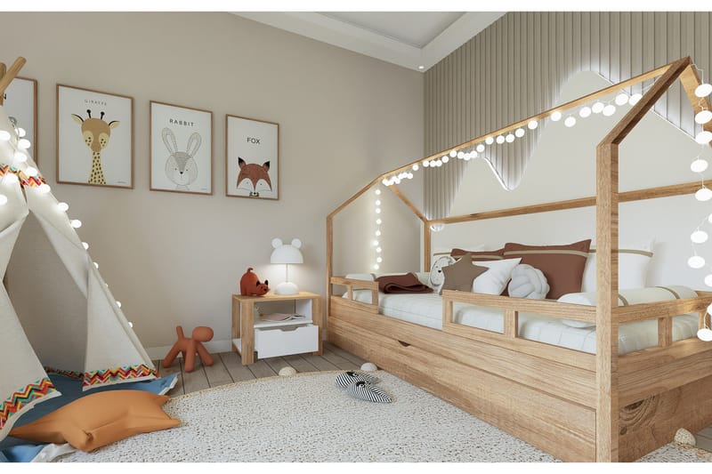 Nordhs Sängbord 60 cm - Ljusbrun/Vit - Möbler - Sovrum - Sängbord