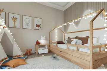 Nordhs Sängbord 60 cm - Ljusbrun/Vit - Möbler - Sovrum - Sängbord