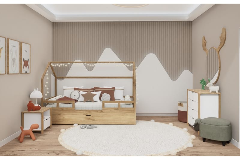 Nordhs Sängbord 60 cm - Ljusbrun/Vit - Möbler - Sovrum - Sängbord