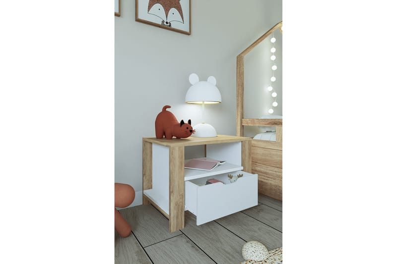 Nordhs Sängbord 60 cm - Ljusbrun/Vit - Möbler - Sovrum - Sängbord