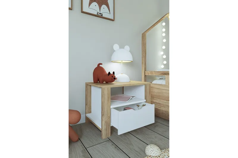 Nordhs Sängbord 60 cm - Ljusbrun/Vit - Möbler - Sovrum - Sängbord