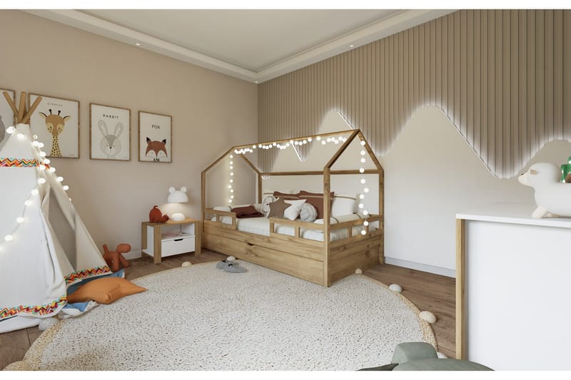 Nordhs Sängbord 60 cm - Ljusbrun/Vit - Möbler - Sovrum - Sängbord