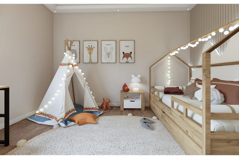 Nordhs Sängbord 60 cm - Ljusbrun/Vit - Möbler - Sovrum - Sängbord