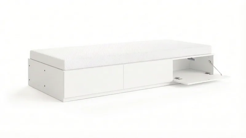 Norrvik Sängram 90x200 cm med förvaring inklusive madrass, Vit