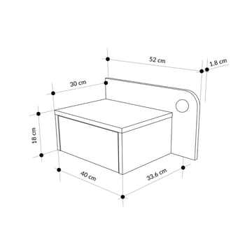 Nosina Sängbord 52 cm - Vitt och ljus mocka - Möbler - Sovrum - Sängbord