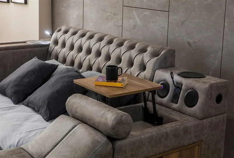 Olyvan Sängpaket med bänk och förvaring 250x290 cm Konstläder - Brun - Möbler - Sovrum - Sängram & sängstomme