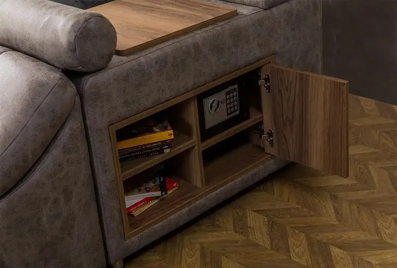 Olyvan Sängpaket med bänk och förvaring 250x290 cm Konstläder - Brun - Möbler - Sovrum - Sängram & sängstomme