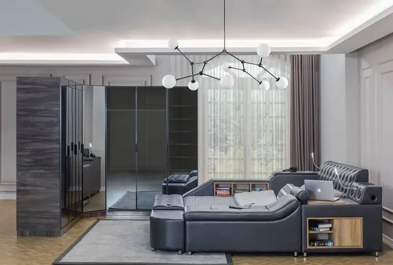 Olyvan Sängpaket med bänk och förvaring 250x290 cm Konstläder - Svart - Möbler - Sovrum - Sängram & sängstomme