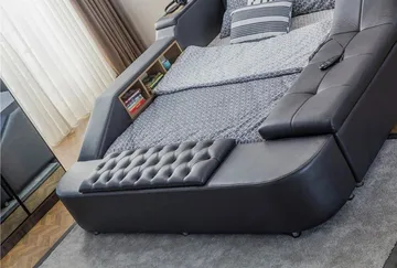 Olyvan Sängpaket med bänk och förvaring 250x290 cm Konstläder - Svart - Möbler - Sovrum - Sängram & sängstomme