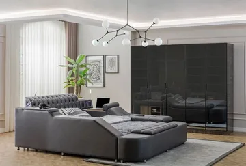 Olyvan Sängpaket med bänk och förvaring 250x290 cm Konstläder - Svart - Möbler - Sovrum - Sängram & sängstomme