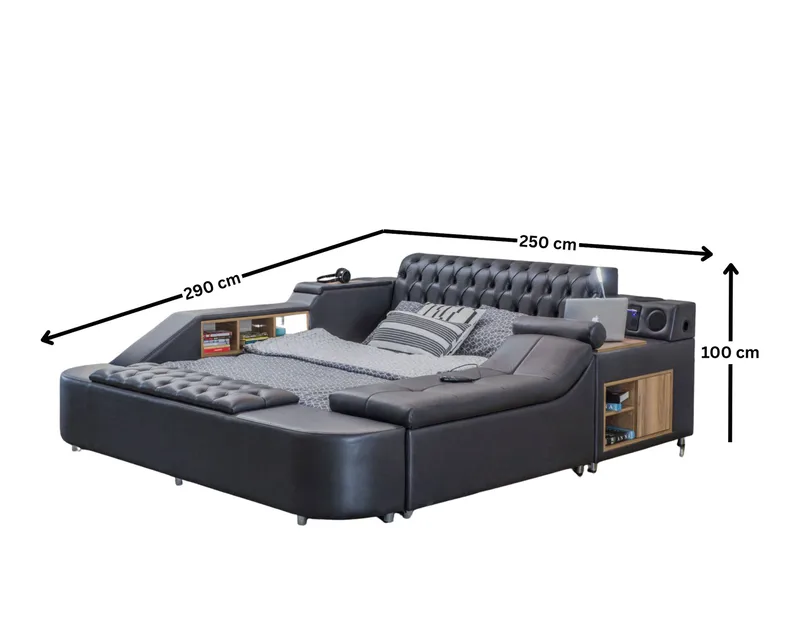 Olyvan Sängpaket med bänk och förvaring 250x290 cm Konstläder - Svart - Möbler - Sovrum - Sängram & sängstomme