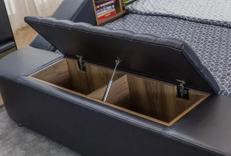 Olyvan Sängpaket med bänk och förvaring 250x290 cm Konstläder - Svart - Möbler - Sovrum - Sängram & sängstomme