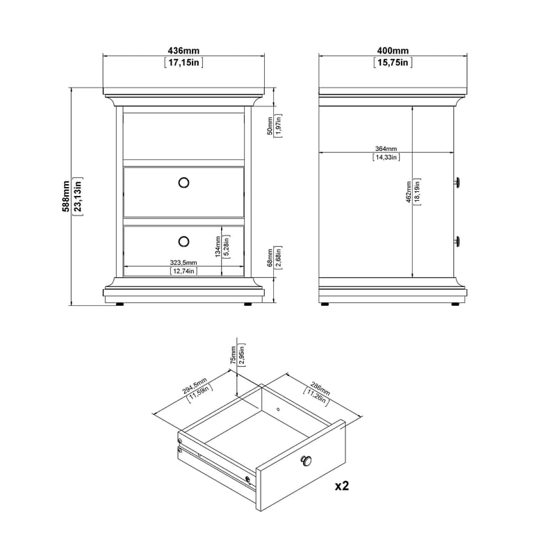 Paris Nattduksbord 43x40x59 cm - Möbler - Sovrum - Sängbord