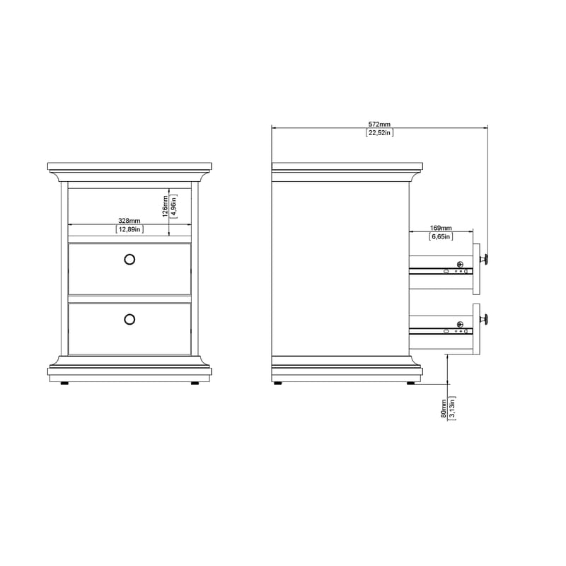 Paris Nattduksbord 43x40x59 cm - Möbler - Sovrum - Sängbord