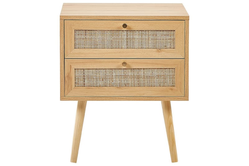 Perote Sängbord Rotting med 2 Lådor i Trä - Beige - Möbler - Sovrum - Sängbord