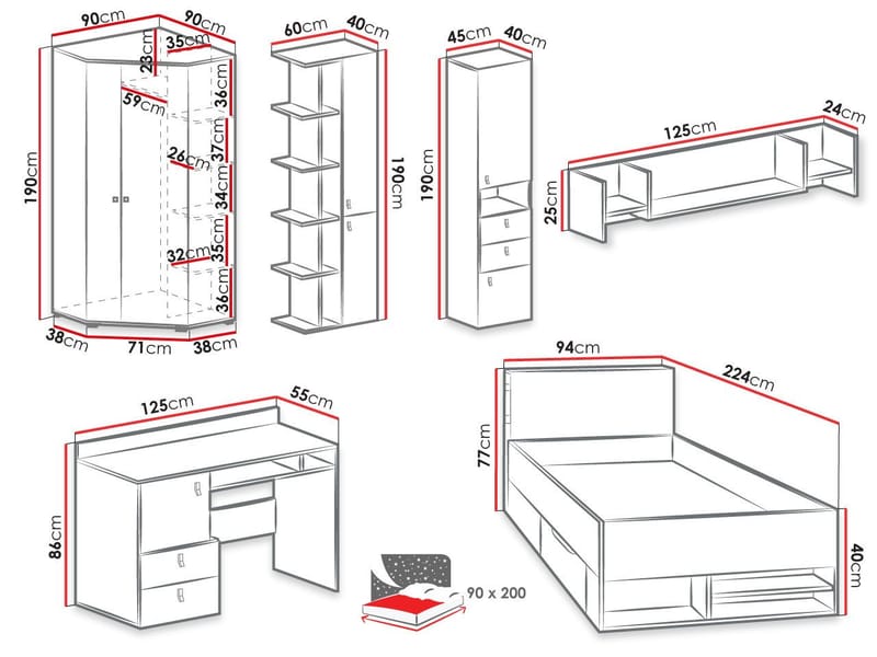 Planeta Möbelset för Sovrum - Möbler - Sovrum - Möbelset för sovrum