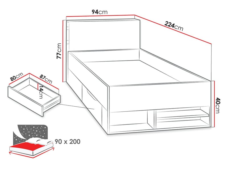 Planeta Sängram 90x200 cm - Möbler - Sovrum - Sängram & sängstomme
