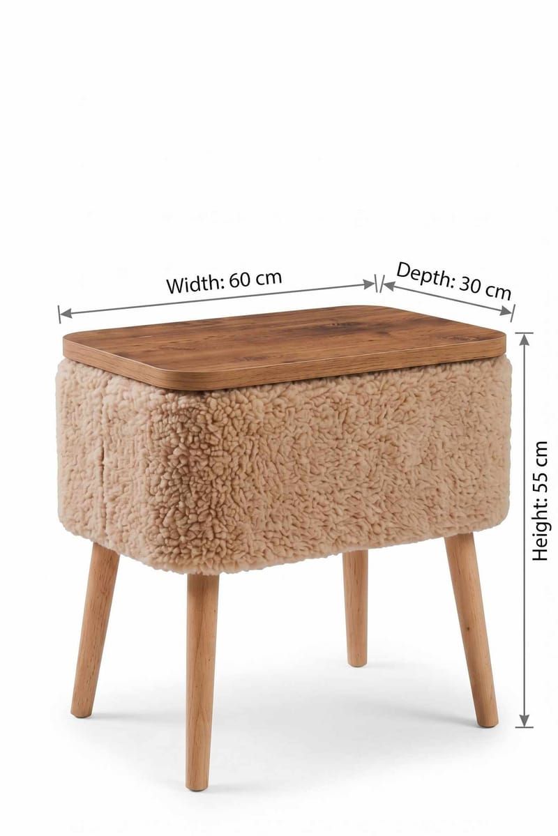 Queno Sängbord 60x55x30 cm - Beige och natur - Möbler - Sovrum - Sängbord