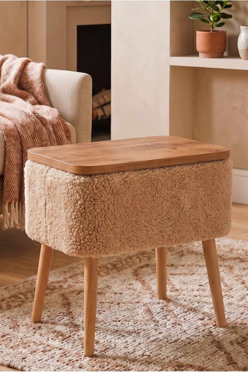 Queno Sängbord 60x55x30 cm - Beige och natur - Möbler - Sovrum - Sängbord