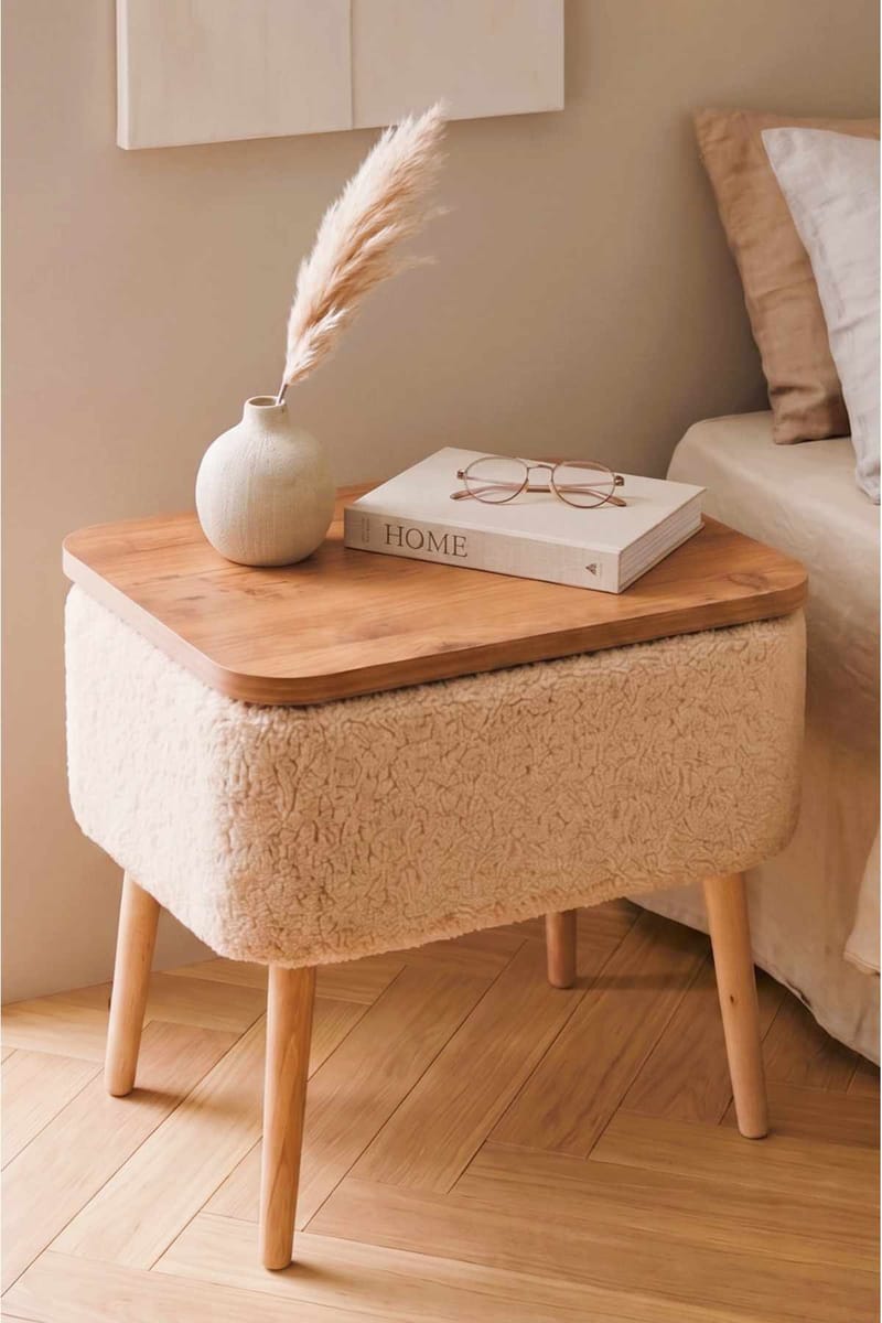 Queno Sängbord 60x55x30 cm - Beige och natur - Möbler - Sovrum - Sängbord