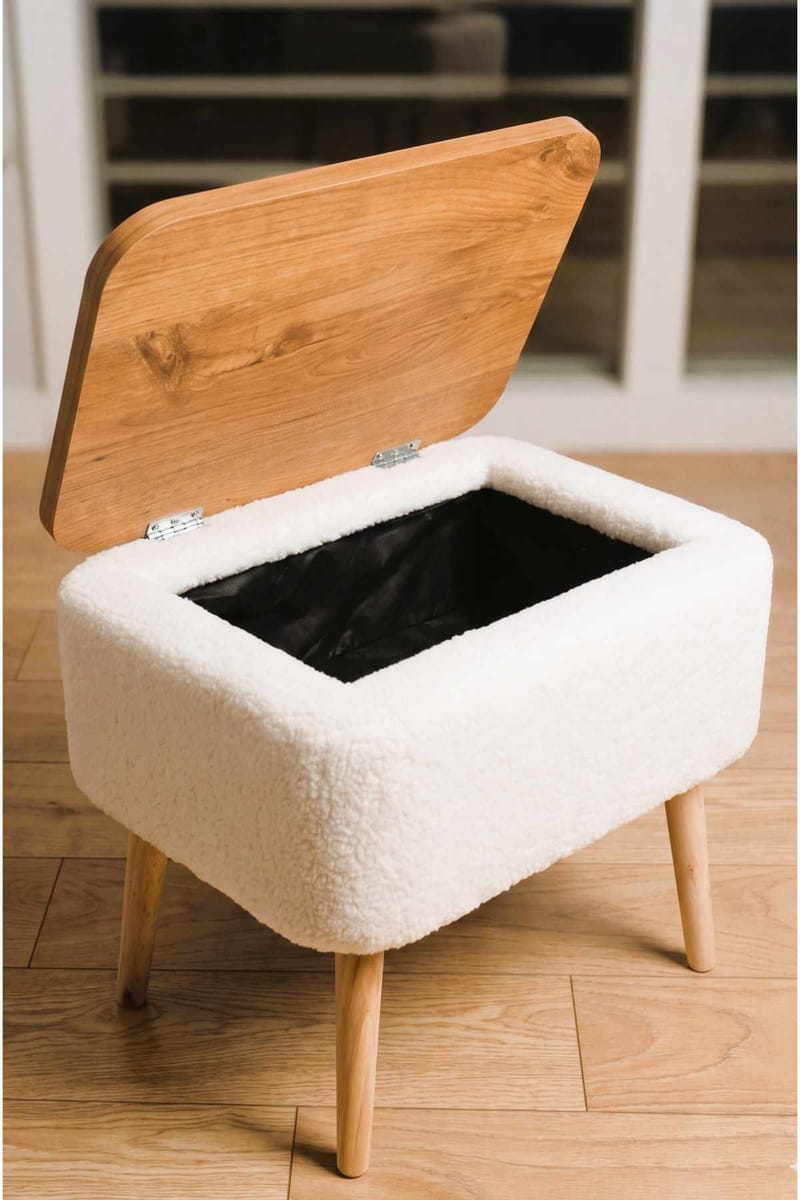 Queno Sängbord 60x55x30 cm - Vit och natur - Möbler - Sovrum - Sängbord