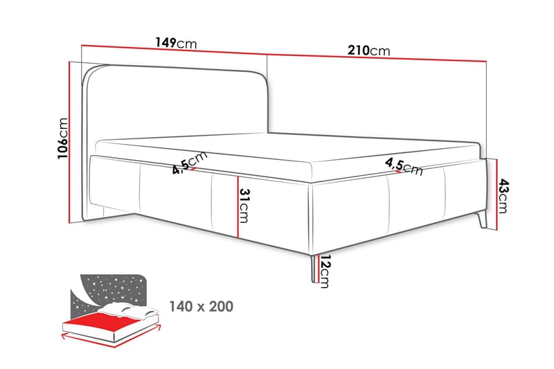 Raher Sängram 140x200 cm - Vit - Möbler - Sovrum - Sängram & sängstomme