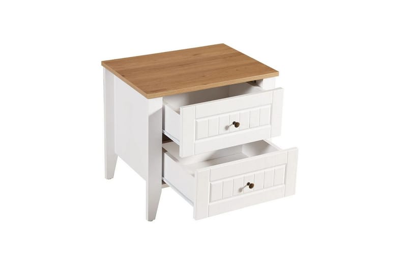 Ranko Sängbord 60 cm - Mediumfärgat trä/Vit - Möbler - Sovrum - Sängbord