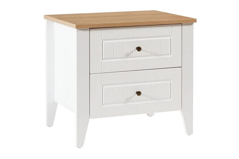 Ranko Sängbord 60 cm - Mediumfärgat trä/Vit - Möbler - Sovrum - Sängbord