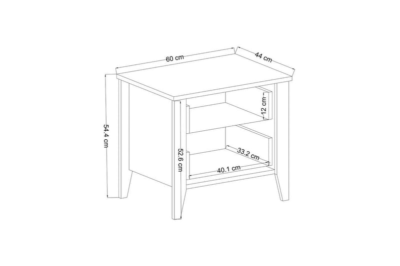 Ranko Sängbord 60 cm - Mediumfärgat trä/Vit - Möbler - Sovrum - Sängbord