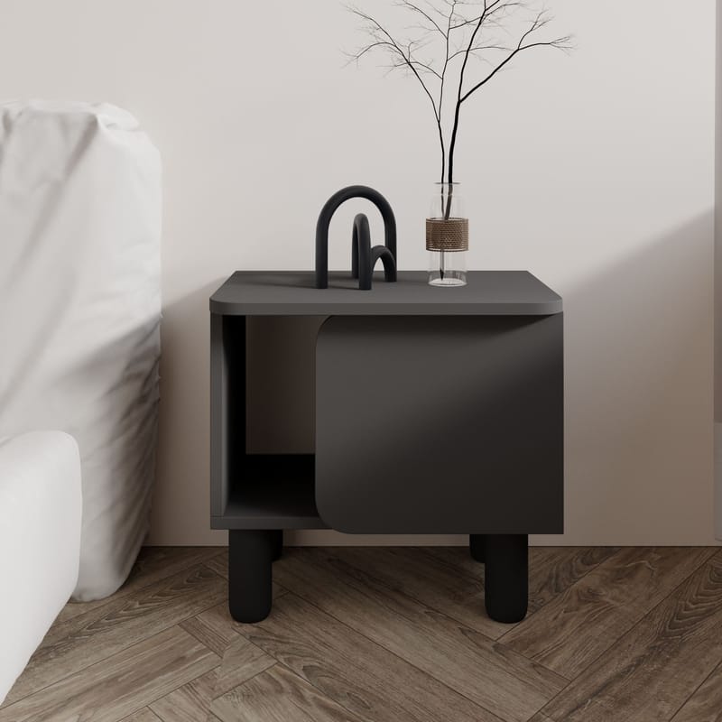 Relento Sängbord 50 cm, Öppen Förvaring - Antracit - Möbler - Sovrum - Sängbord