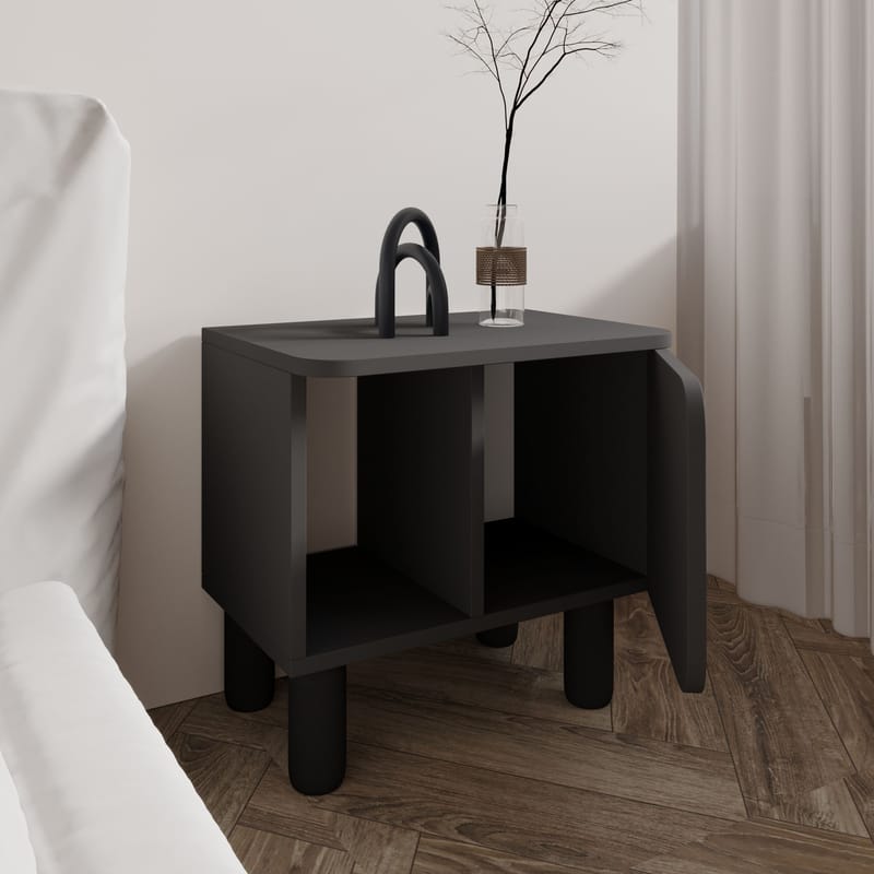 Relento Sängbord 50 cm, Öppen Förvaring - Antracit - Möbler - Sovrum - Sängbord