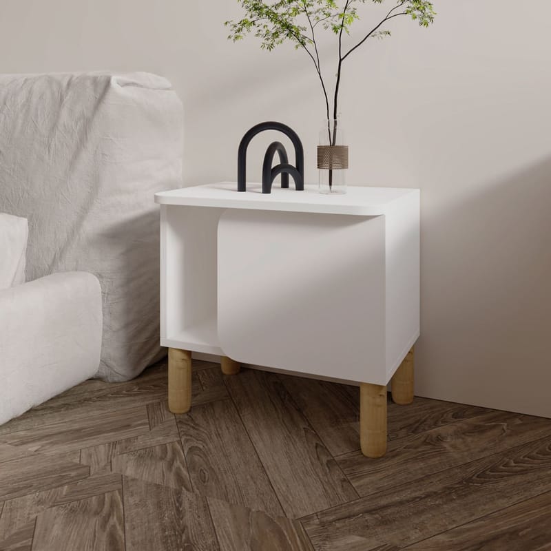 Relento Sängbord 50 cm, Öppen Förvaring - Vit - Möbler - Sovrum - Sängbord