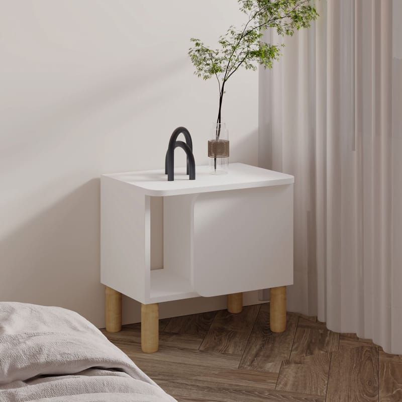 Relento Sängbord 50 cm, Öppen Förvaring - Vit - Möbler - Sovrum - Sängbord
